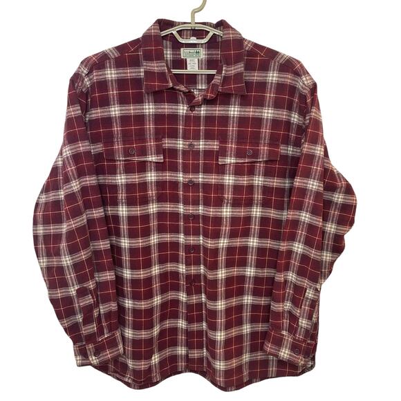 VIntage Y2K LL Bean Red Plaid Flannel Shirt Thick Cotton Winter Shacket Warm XXL - Picture 1 of 8